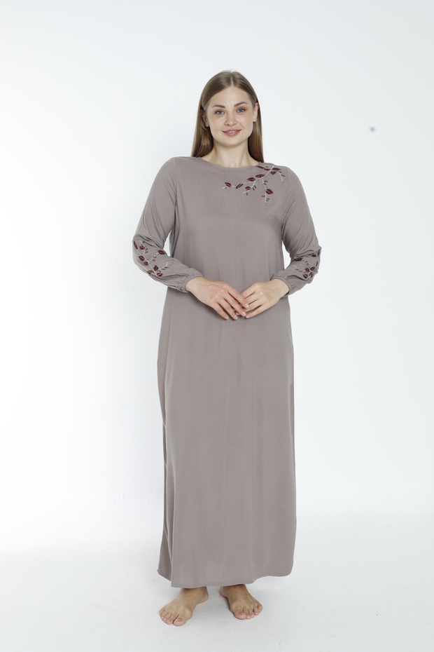 Women's Plus Size Woven Viscose Fabric Long Sleeve Hijab Dress / Black 33439