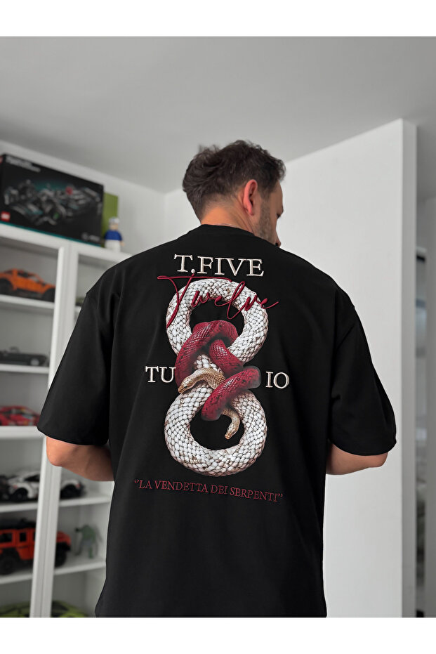 Siyah Snake Baskılı T-Shirt TW-1042 - 2