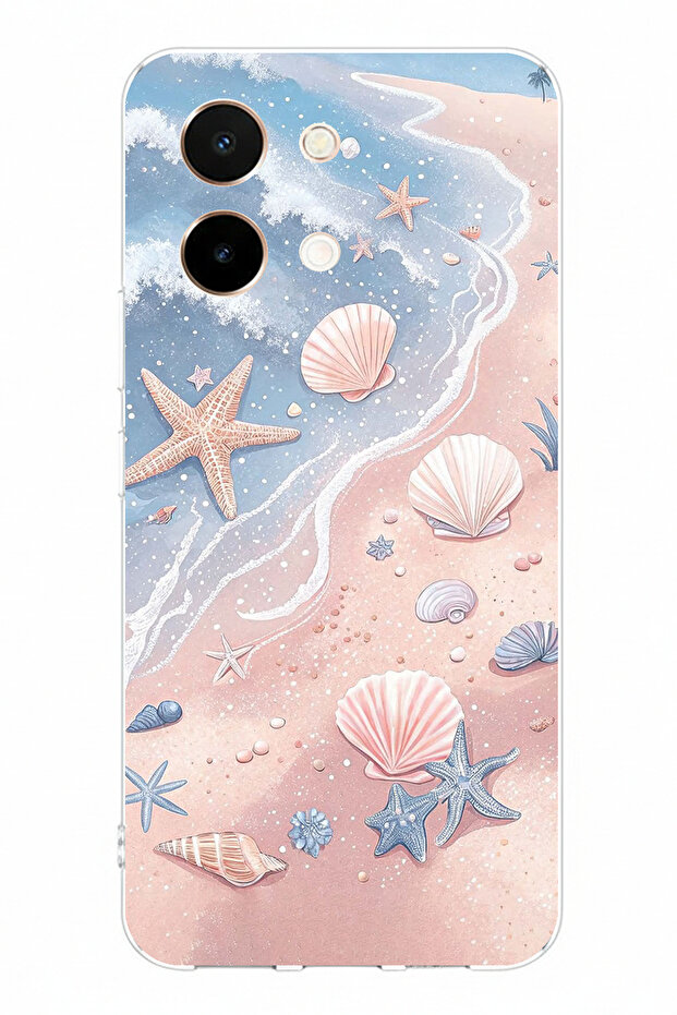 Vivo Y28 Compatible Seashell Printed Silicone Case - 1
