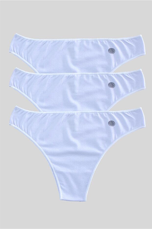 Women's White 3-Piece Brazilian Panties