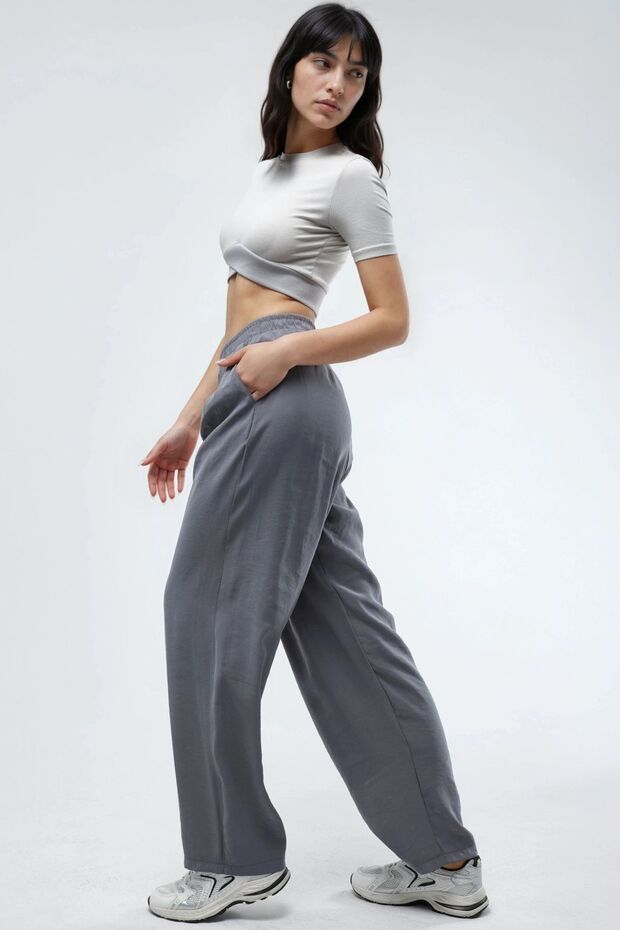 BUSEM Geniş Paçalı Pileli Pantolon - 3