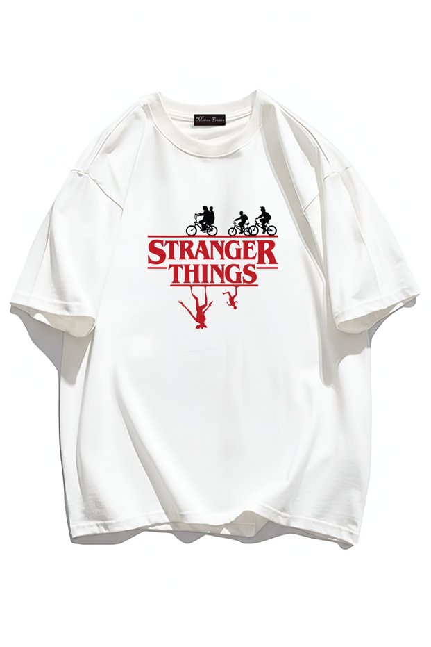 Unisex Casual Short Sleeve Stranger Things Printed Teen Oversize Tshirt