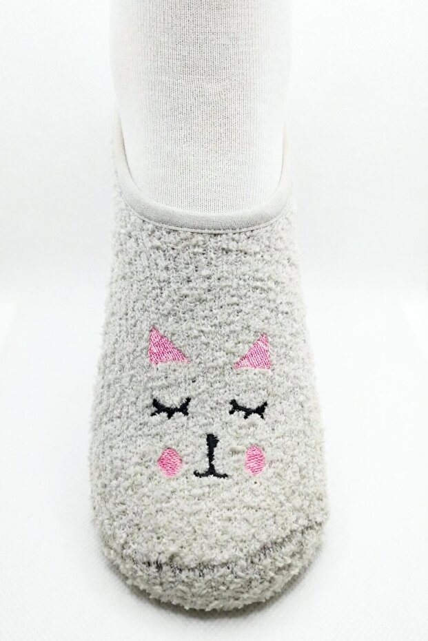 Women's Gray Color Home-Style Booties Socks