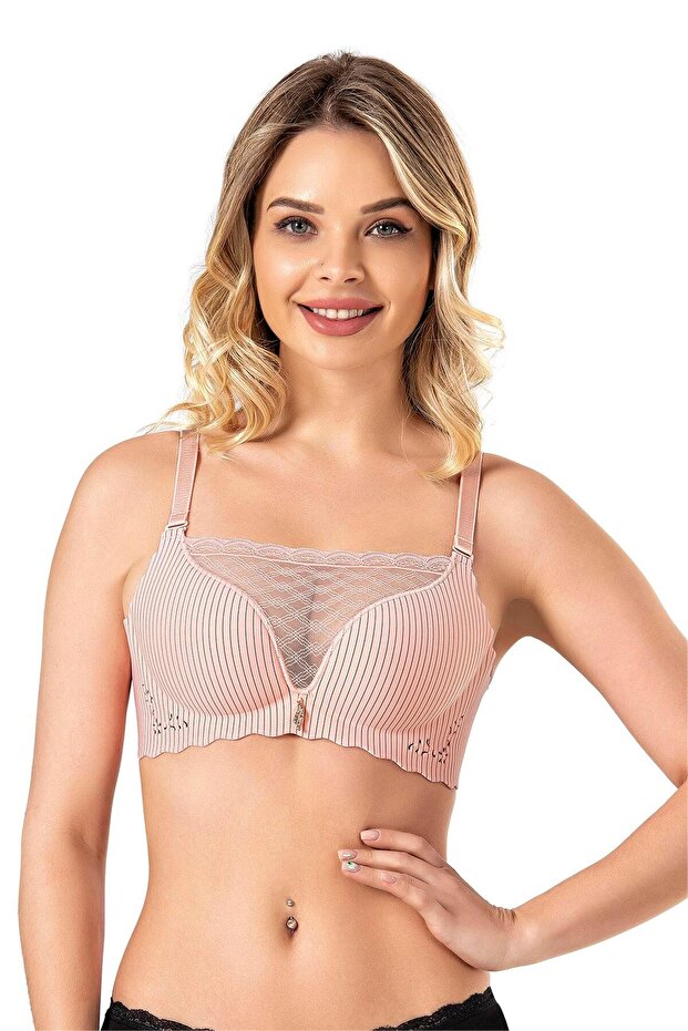 Women's Powder Back Lace Hollow Bra
