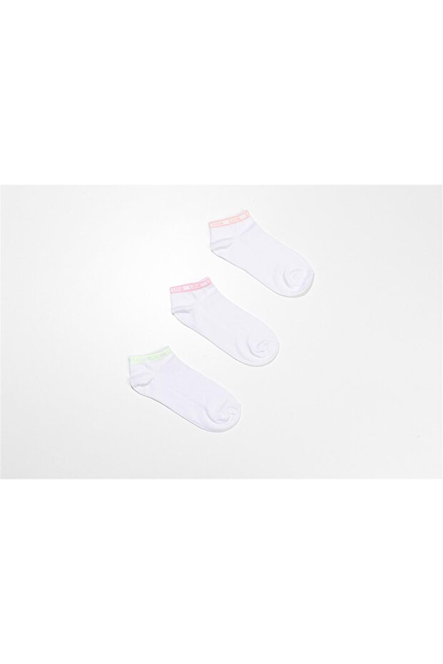 Women's White Rubber Socks with Love Written, 3-Piece Socks