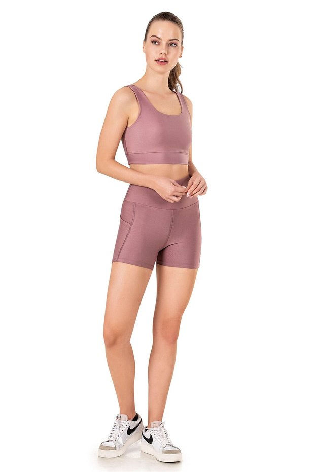 Women's Dusty Rose Sports Mini Leggings with Pockets