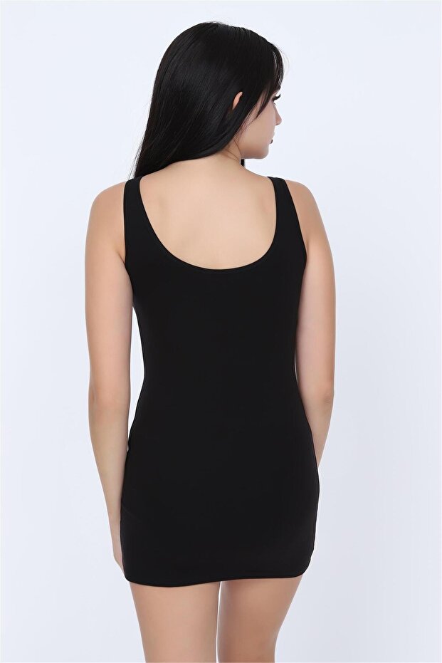 Kadın Siyah Kalın Askılı Tunik - 4