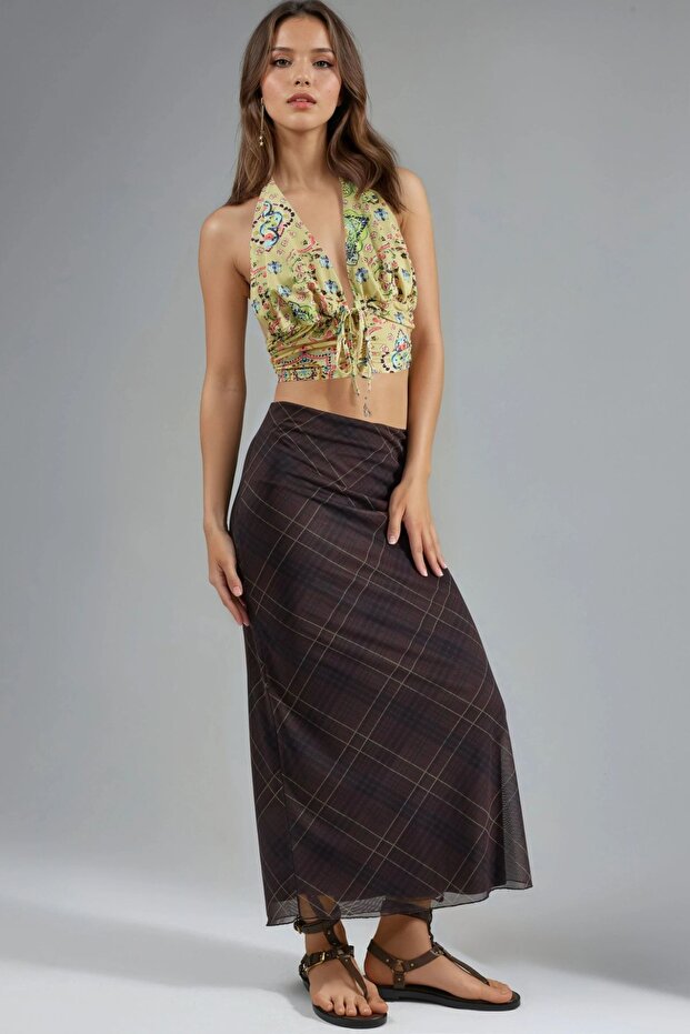 BUSEM Mid Waist Patterned Maxi Skirt - 5