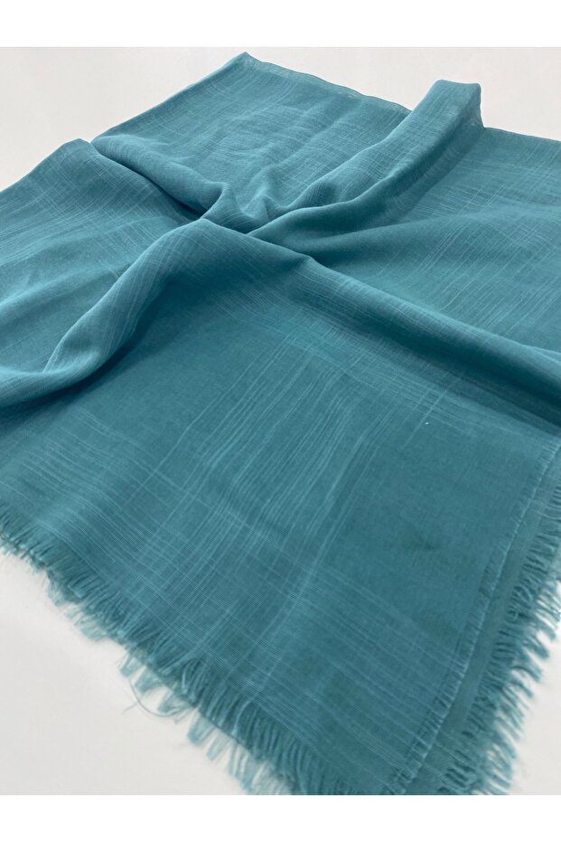 Green Flamed Cotton Writing Scarf 100X100 cm