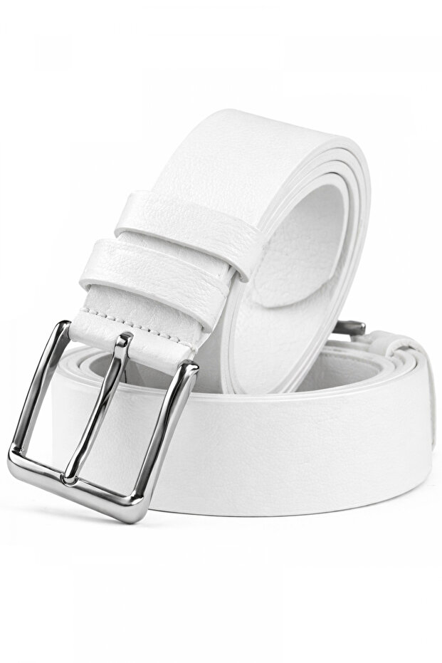 White Genuine Leather Sports Men's Belt – Casual Stylish Design 2602672