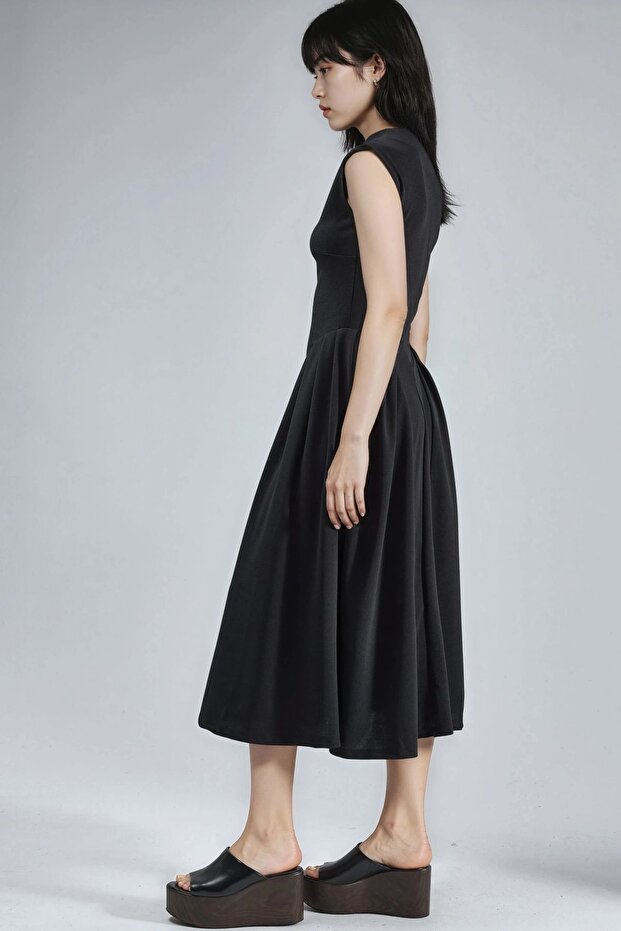 BUSEM Dokulu Panelli Midi Elbise - 6