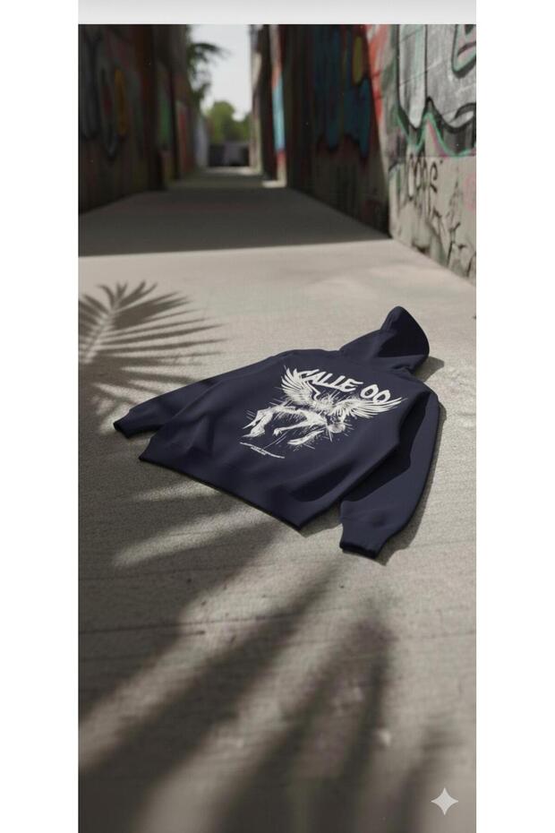 Calle 00 Unisex Oversize 3 Thread Raster Printed Back Printed Hoodie