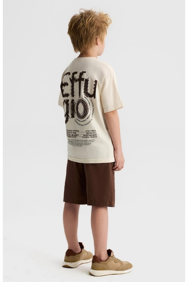 Limi̇ Boy's Soft Texture Raw Linen Shorts and Lycra T-Shirt Set