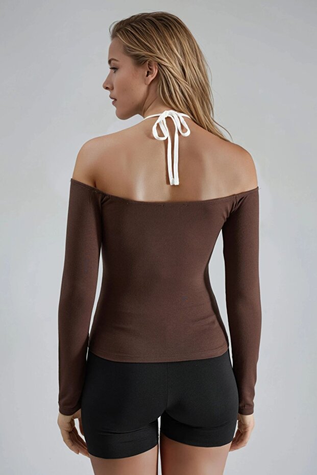 BUSEM Kontrast Biye Detaylı Örme Bluz - 3