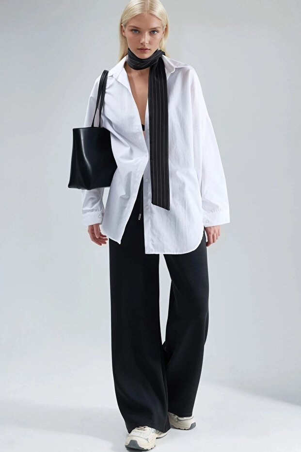 BUSEM Orta Bel Geniş Paça Modal Pantolon - 4