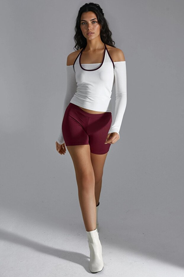 BUSEM Kontrast Biye Detaylı Örme Bluz - 6