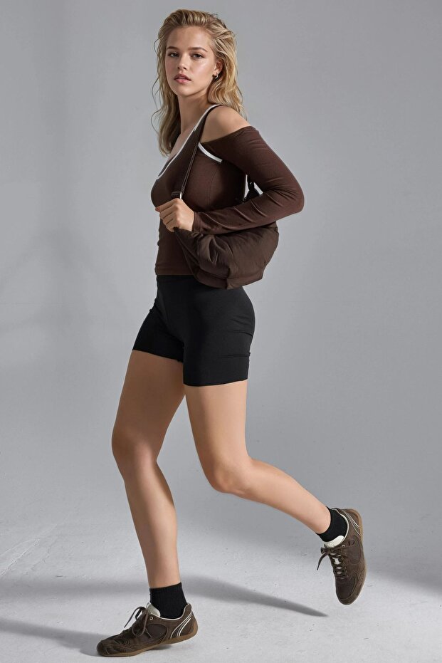 BUSEM Kontrast Biye Detaylı Örme Bluz - 7