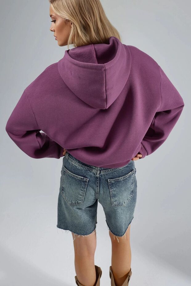 BUSEM Oversize Baskılı Kapüşonlu Sweatshirt - 2