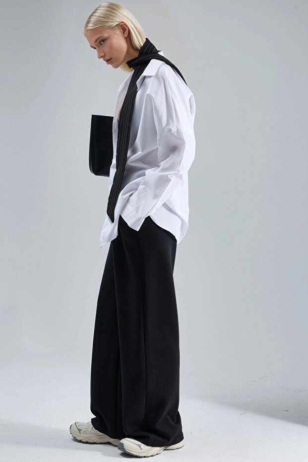 BUSEM Orta Bel Geniş Paça Modal Pantolon - 5