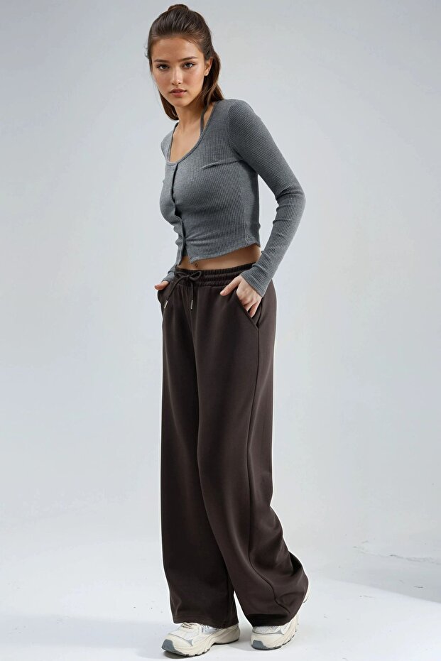 BUSEM Orta Bel Geniş Paça Modal Pantolon - 3