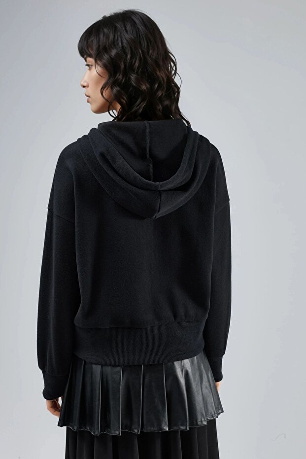 BUSEM Kapüşonlu Fermuarlı Cepli Ceket - 2