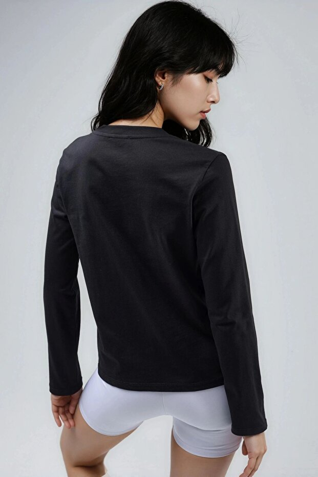 BUSEM Uzun Kollu Bisiklet Yaka Basic Bluz - 3