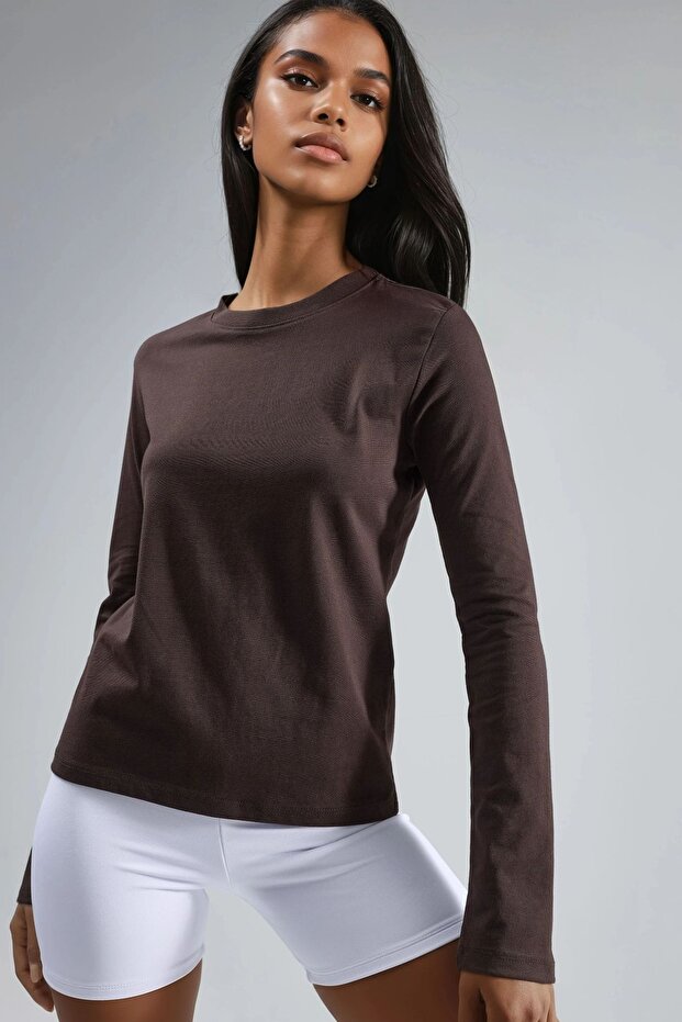 Busem Long Sleeve Crew Neck Basic Blouse - 1