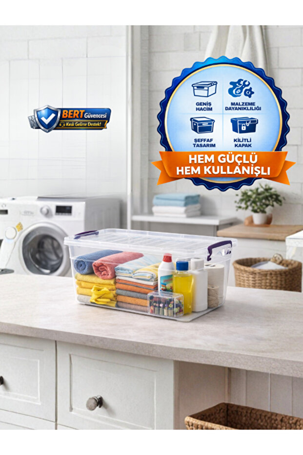 حاوية تخزين شفافة أفقية بسعة 10 لتر - بلاستيك متين، صندوق تخزين متعدد الأغراض - 3