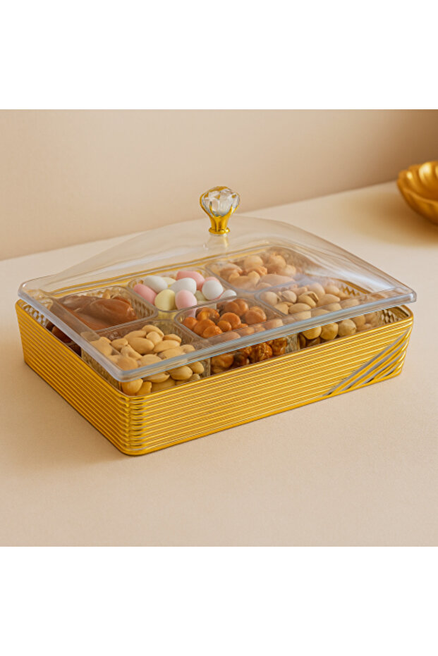 علبة تقديم مستطيلة الشكل بغطاء فاخر - 1