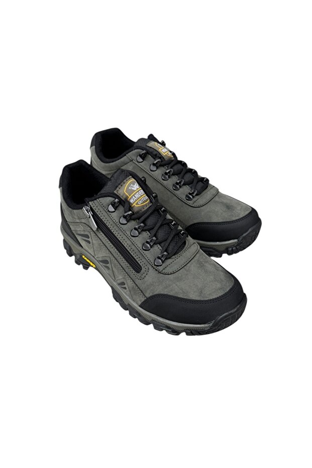Men's Zippered Non-Slip Sole Lace-Up Outdoor Shoes