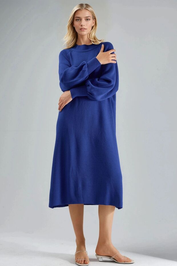 My Fashion Long Relaxed Fit Round Neck Knitwear Dress