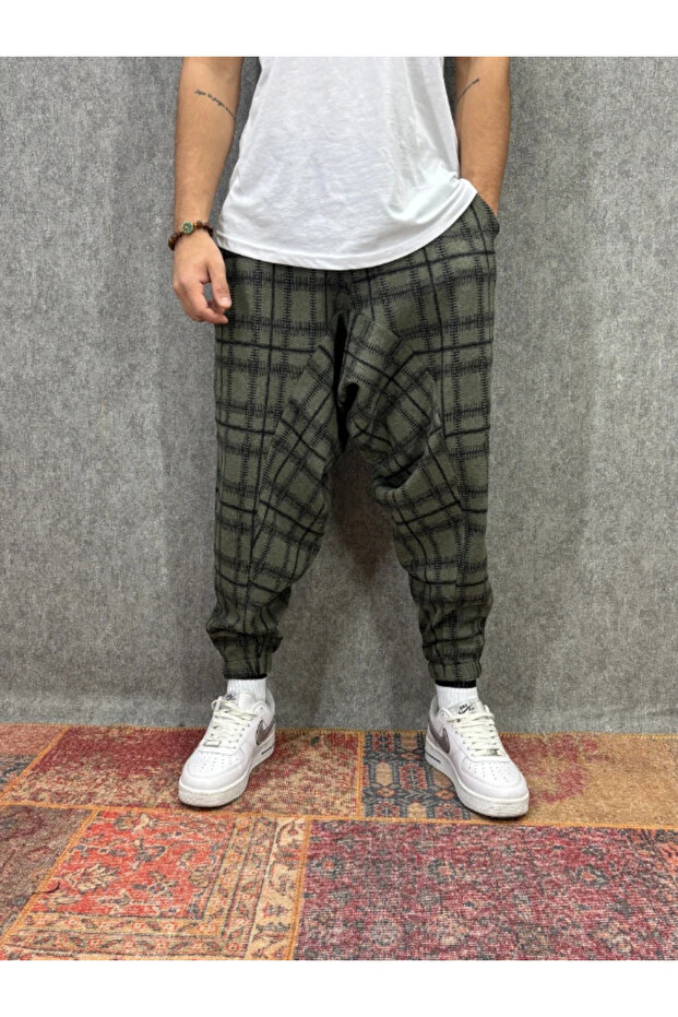 بنطلون شالوار منقوش بخصر مطاطي - 1