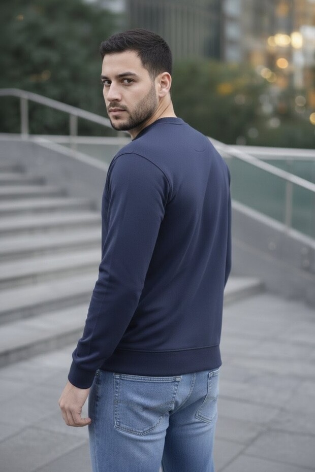 Bisiklet yaka Basic Erkek Sweatshirt - 3