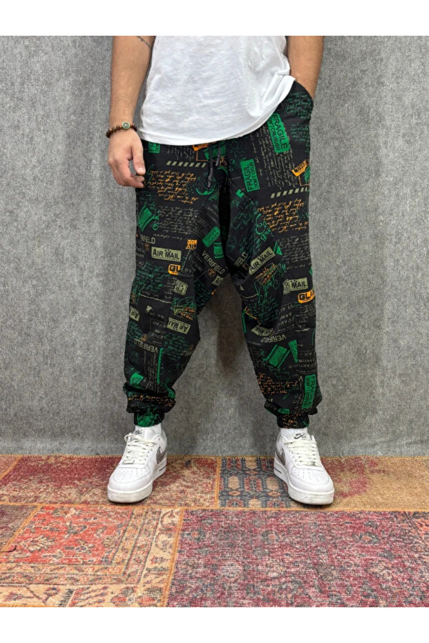 بنطلون شالوار منقوش بخصر مطاطي - 1