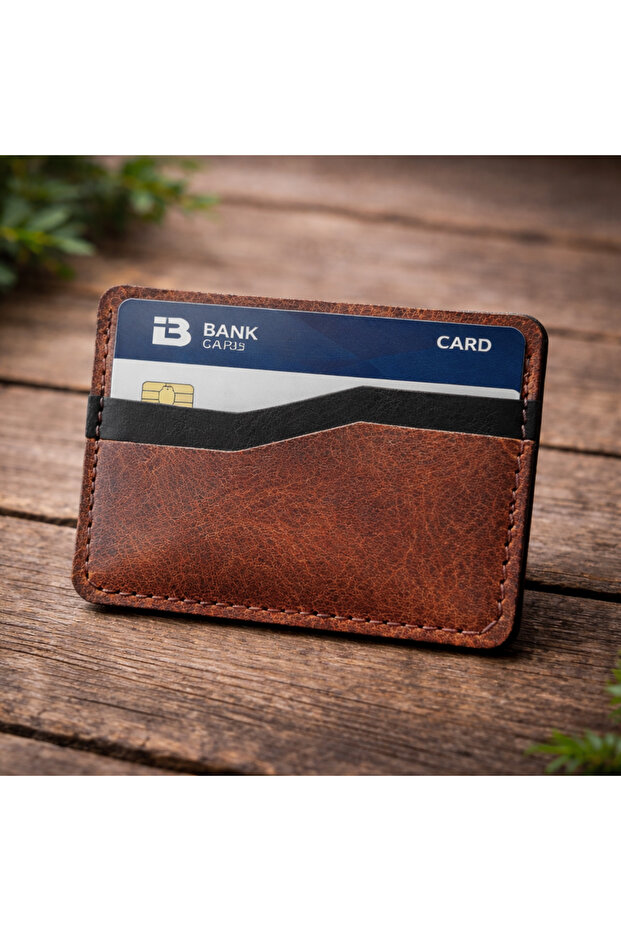 Genuine Leather Slim Card Holder – Men's Card Holder, Handmade Minimal Wallet, Slim Design, Gift Idea
