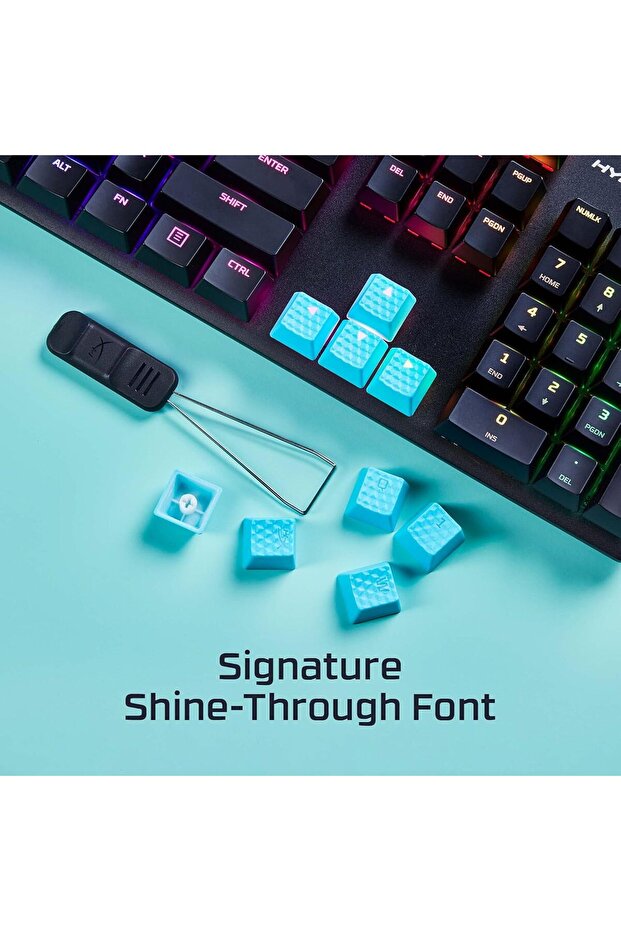 أغطية مفاتيح مطاطية من HyperX - طقم ملحقات ألعاب - أزرق (تخطيط أمريكي) - 3