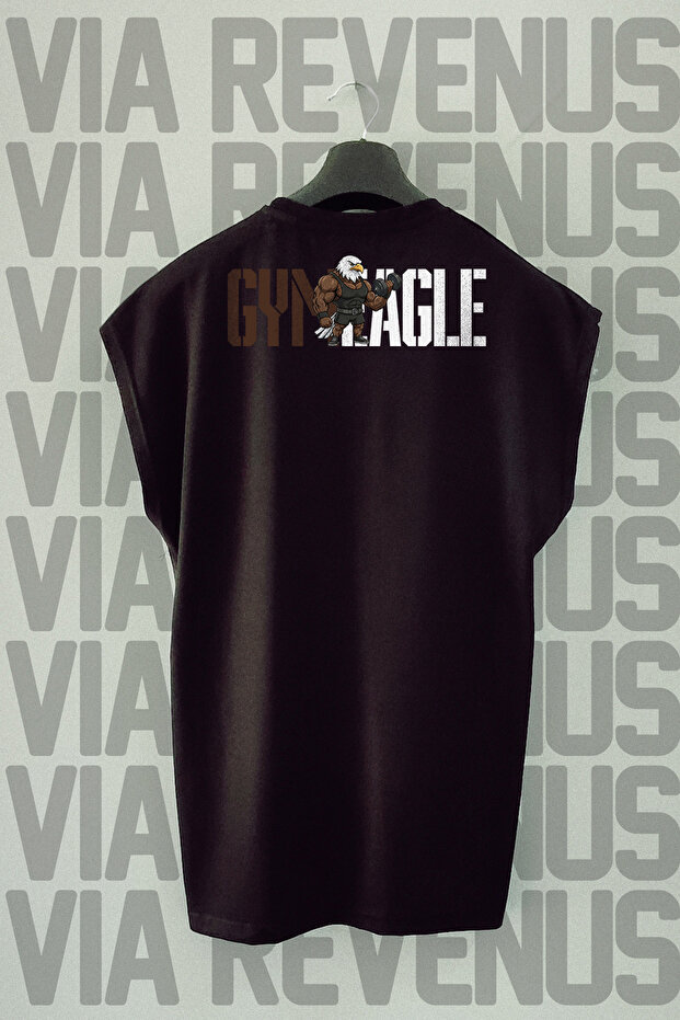 Gym Eagle Back Printed Zero Sleeve 100% Cotton Sports Tshirt