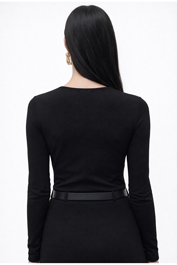 DANTELLİ RELAXED SANDY SİYAH BLUZ - 5