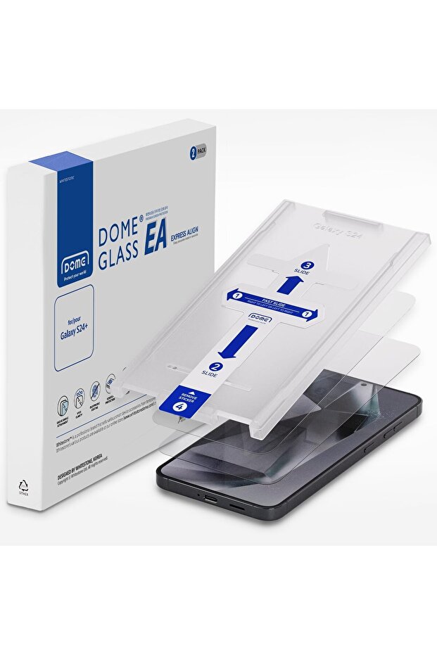 واقي شاشة زجاجي مقوى من Whitestone DOME EA [تركيب سهل مُحسّن] لهاتف Galaxy S24 Plus