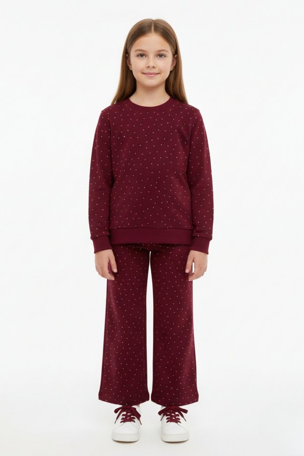 Stone Detailed Wide Leg Girls' Set