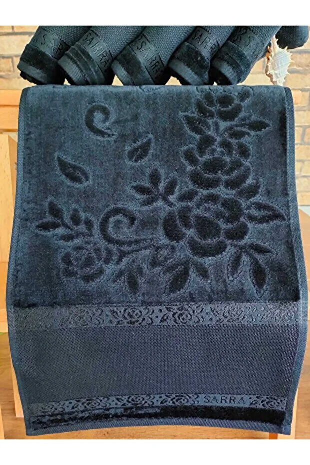 2 Pieces 30X50 cm Velvet Etamine Jacquard Plain Stitching |   Hand and Face Towel |   Cross-Stitch |   Embroidery Black