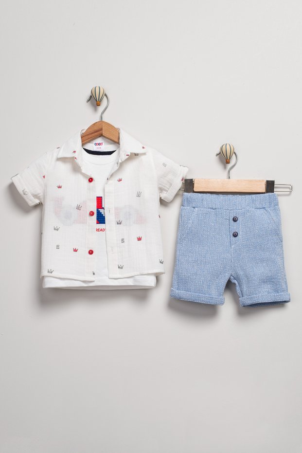 3-Piece Shirt, Printed T-Shirt, Shorts Baby Boy & Kids Set