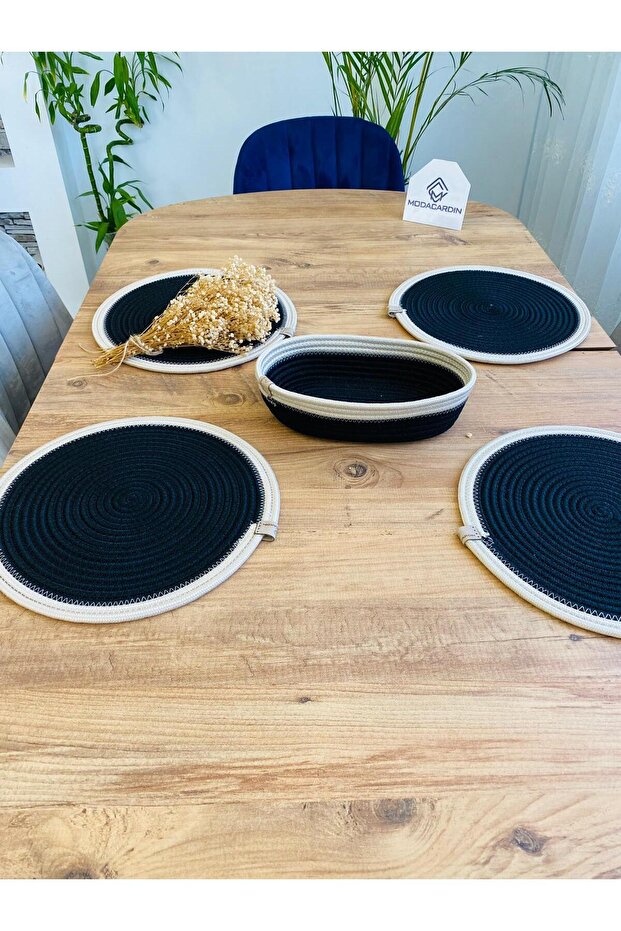 Presentation Plate Mat Jute Placemat American Serving and Basket Set 5 Pieces