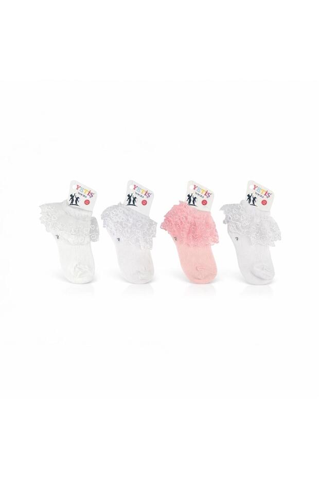 Lace Children's Socks 4-Piece Cotton Washable Luxury Lace