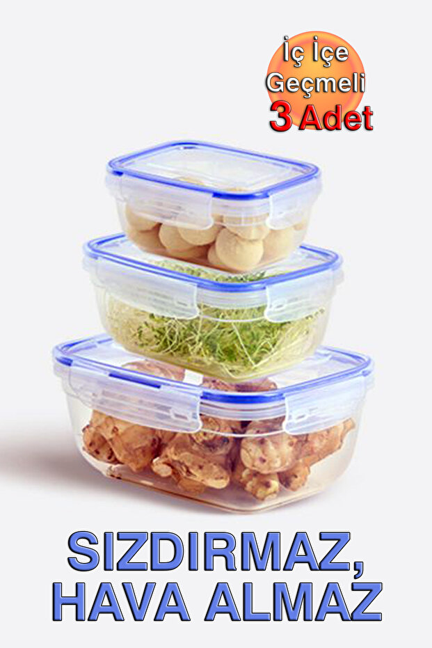 Lock&Fresh Rectangular Storage Container with Seal (400, 800, 1400ml) (Set of Three)