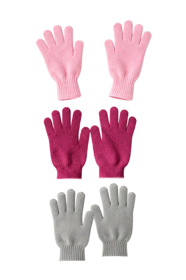 3 Pairs of Bath Scrub Exfoliating Gloves – Body Scrub Shower Gloves (Pink-Fuchsia-Grey)