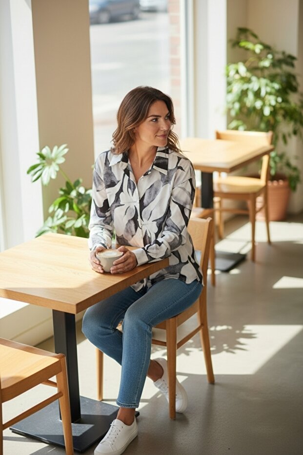 قميص من الساتان الحريري المزخرف - 3