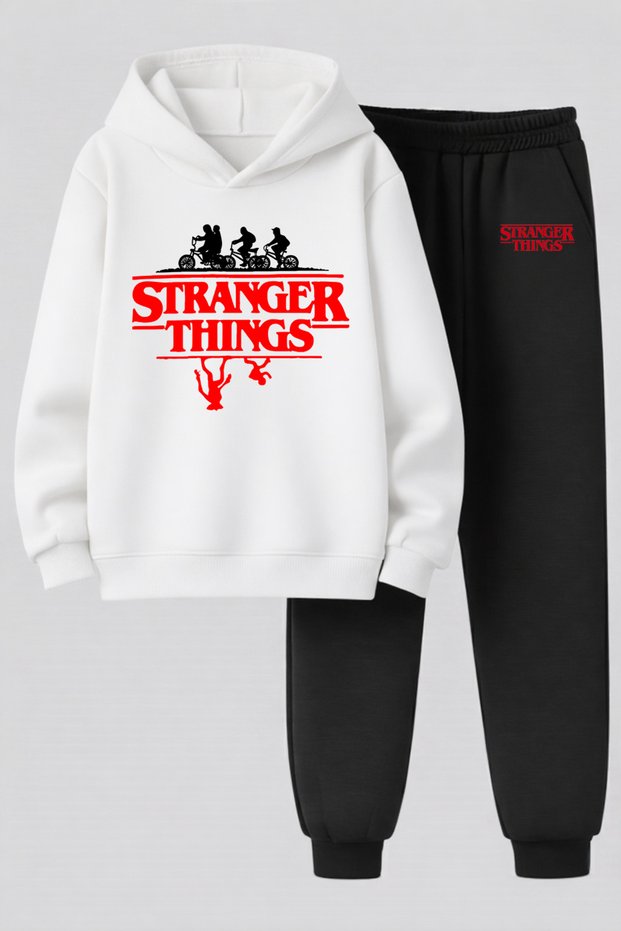 Stranger Things Printed 3-Yarn Quality Sweatshirt and Sweatpants Children's Top-Bottom Set