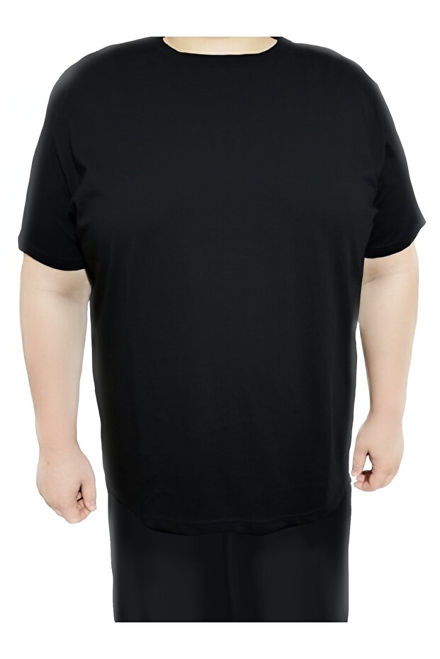 upsize Büyük Beden Erkek Tişört %100 Pamuk – Rahat Kalıp, Yumuşak Doku (2xL–6XL) Siyah Bisiklet yaka