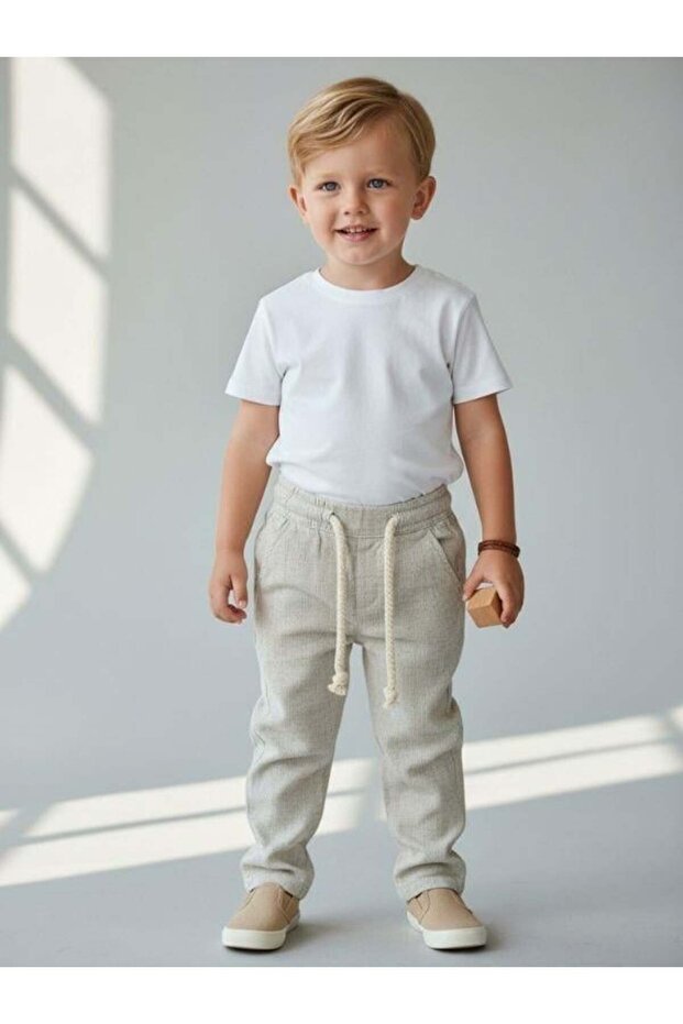 بنطلون كتان منقوش للأولاد - 1